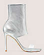Stuart Weitzman,Frontrow Stretch Bootie,Bootie,Metallic nappa leather & PVC,Silver & Clear,Front View