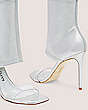 Stuart Weitzman,Frontrow Stretch Bootie,Bootie,Metallic nappa leather & PVC,Silver & Clear,Detailed View