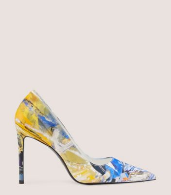 Stuart Weitzman,SW x KidSuper Stuart 100 Pump,Pump,Printed smooth calf leather,Blue Multi,Front View