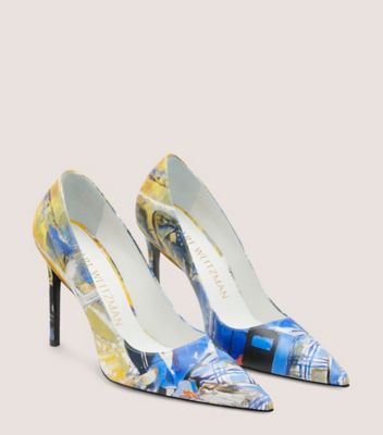 Stuart Weitzman,SW x KidSuper Stuart 100 Pump,Pump,Printed smooth calf leather,Blue Multi