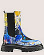 Stuart Weitzman,SW x KidSuper Bedford Bootie,Bootie,Printed smooth calf leather,Blue Multi,Front View