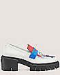 Stuart Weitzman,SW x KidSuper Soho Loafer,Loafer,Printed smooth calf leather,White & Coral Multi,Front View