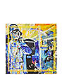 Stuart Weitzman,SW x KidSuper Silk Scarf,Printed silk,Blue Multi,Front View