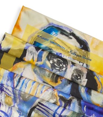 Stuart Weitzman,SW x KidSuper Silk Scarf,Printed silk,Blue Multi