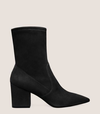 Stuart Weitzman,AVENUE 75 BLOCK SOCK BOOTIE,Black,Front View