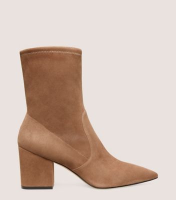 Stuart Weitzman,AVENUE 75 BLOCK SOCK BOOTIE,Suede,Bootie,Fabric,Flexible,Cocktail,,Front View