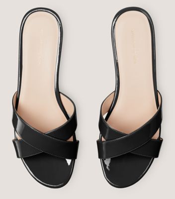 Stuart Weitzman,AVENUE 65 FLATFORM WEDGE SLIDE,Black