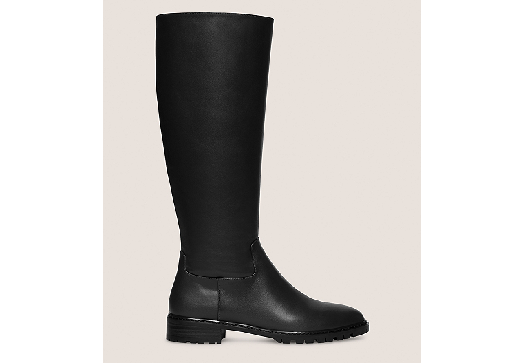 Stuart Weitzman,City Zip Knee-High Boot,Boot,Smooth Leather,Black,Front View
