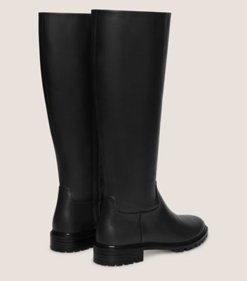 Stuart Weitzman,City Zip Knee-High Boot,Boot,Smooth Leather,Black,Back View