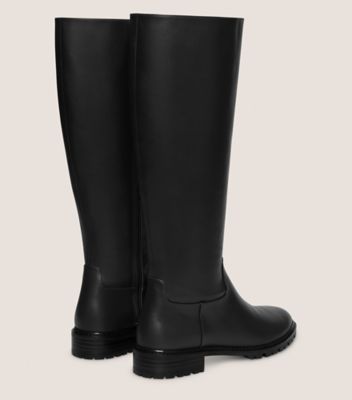 Stuart Weitzman,CITY ZIP KNEE-HIGH BOOT,Leather,Riding,Casual,Black,Back View