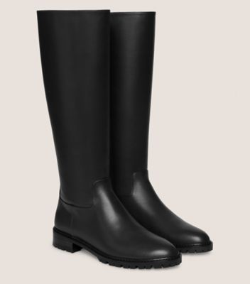 Stuart Weitzman,City Zip Knee-High Boot,Boot,Smooth Leather,Black,Angle View