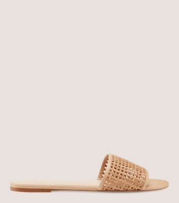 Stuart Weitzman,Charleston Slide,Slide,Basket woven,Golden Beige & Sandalwood,Front View