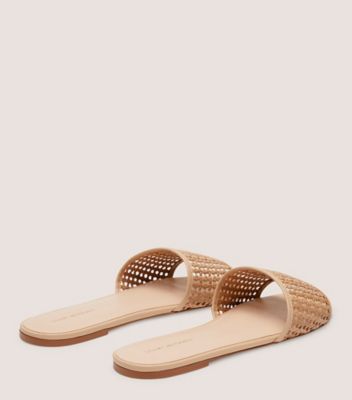 Stuart Weitzman,Charleston Slide,Slide,Basket woven,Golden Beige & Sandalwood,Back View