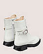 Stuart Weitzman,CRYSTAL BUCKLE ZIP BOOTIE,Bootie,Smooth Leather,White,Back View