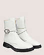 Stuart Weitzman,CRYSTAL BUCKLE ZIP BOOTIE,Bootie,Smooth Leather,White,Angle View
