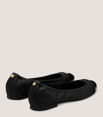 Stuart Weitzman,GABBY BALLET FLAT,Rubber,Ballet Flats,Pull Tab,Work,Black,Back View