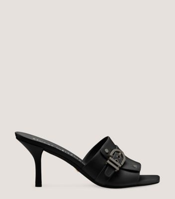 Stuart Weitzman,Maverick 75 Slide,Slide,Smooth Leather,Black,Front View