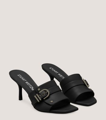 Stuart Weitzman,Mule Maverick 75,Slide,Cuir lisse,Noir,Angle View