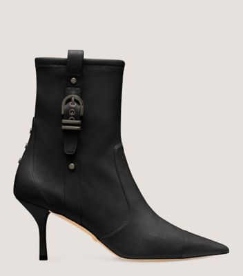 Stuart Weitzman,Bottine Stuart Maverick 75,Bootie,Cuir nappa extensible,Noir,Front View