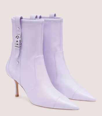 Stuart Weitzman,Bottine Stuart Maverick 75,Bootie,Cuir nappa extensible,Aster,Angle View