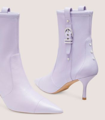 Stuart Weitzman,STUART MAVERICK 75 BOOTIE,Leather,Nappa Leather,Bootie,Studded,Pull Tab,Cocktail,Lavender