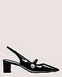 Stuart Weitzman,Soulier à bride arrière et à talon bloc avec cristaux Fleur 50,Pump,Cuir verni,Noir,Front View