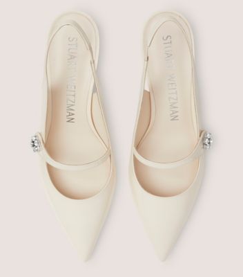 Stuart Weitzman,Crystal Fleur 50 Block Slingback,Pump,Patent leather,Seashell