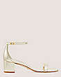 Stuart Weitzman,Simplecurve 50 Sandal,Sandal,Metallic snake embossed leather,Platino Gold,Front View