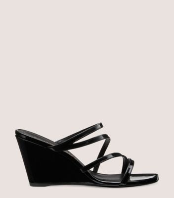 Stuart Weitzman,Strapeze 85 Wedge,Slide,Patent leather,Black