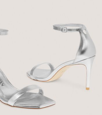 Stuart Weitzman,NUNAKEDCURVE 85 SANDAL,Sandal,Liquid Metallic Leather,Silver,Detailed View