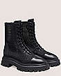 Stuart Weitzman,Bedford Mesh Lace-Up Bootie,Bootie,Open mesh & smooth leather,Black,Angle View