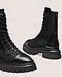Stuart Weitzman,Bedford Mesh Lace-Up Bootie,Bootie,Open mesh & smooth leather,Black,Detailed View