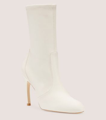Stuart Weitzman,Luxecurve 100 Stretch Bootie,Bootie,Stretch Nappa Leather,Seashell,Side View