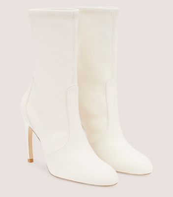 Stuart Weitzman,Luxecurve 100 Stretch Bootie,Bootie,Stretch Nappa Leather,Seashell,Angle View
