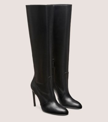 Stuart Weitzman,LUXECURVE 100 SLOUCH BOOT,Nappa Leather,Boots,Day Party,Black