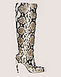Stuart Weitzman,Luxecurve 100 Slouch Boot,Boot,Printed boa embossed leather,Cream & Oat,Front View