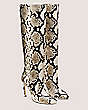 Stuart Weitzman,Luxecurve 100 Slouch Boot,Boot,Printed boa embossed leather,Cream & Oat,Angle View