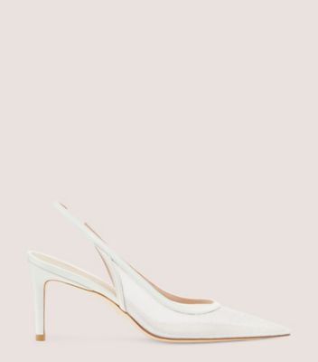 Stuart Weitzman Cherie 45 Leather Slingback Pump in White