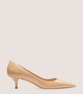 Stuart Weitzman,STUART KITTEN PUMP,Leather,Rubber,Pumps,Day Party,Beige,Front View