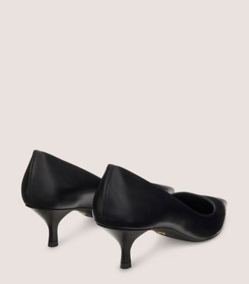 Leather Pointy Toe Kitten Heel Pumps