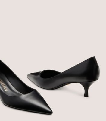 Stuart Weitzman,STUART KITTEN PUMP,Leather,Pumps,Work,Black,Detailed View