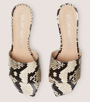 Stuart Weitzman,Squarehigh Platform 95 Slide,Slide,Printed boa embossed leather,Cream & Oat