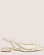 Stuart Weitzman,Soulier à bride arrière avec cristaux,Flat,Cuir métallique liquide,Or pâle,Front View