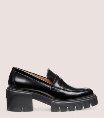 Stuart Weitzman,SOHO LOAFER,EVA,Leather,Pumps,Loafer,Penny Loafer,Day Party,Black,Front View