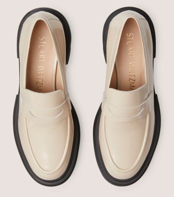 Stuart Weitzman,SOHO LOAFER,EVA,Leather,Pumps,Loafer,Penny Loafer,Day Party,Cream,Top View