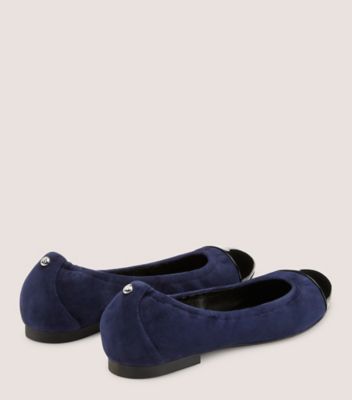 Stuart Weitzman,Gabby Ballet Flat,Flat,Suede & patent leather,Navy Blue & Black,Back View