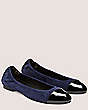 Stuart Weitzman,Gabby Ballet Flat,Flat,Suede & patent leather,Navy Blue & Black,Angle View