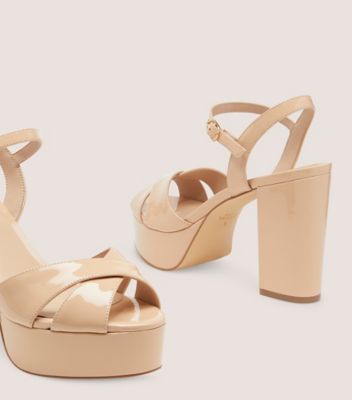 Stuart Weitzman,IVONA,Leather,Rubber,Sandals,Party,Beige
