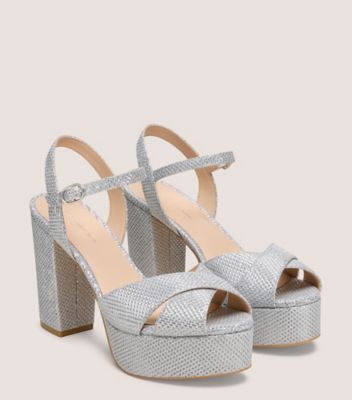 Stuart Weitzman,Sandal,Maille disco,Argent