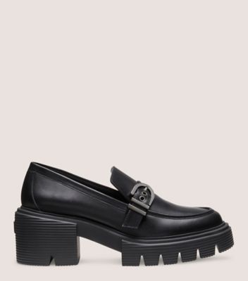 Stuart Weitzman,Maverick Soho Loafer,Loafer,Smooth Leather,Black,Front View